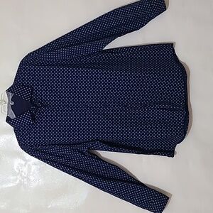 Tasso Elba Men's Navy Blue Patterned Long Sleeve‎ Button Up Shirt - Size XL